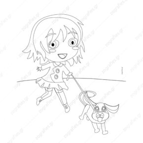 Κοριτσάκι με σκυλάκι / Ζωγραφική