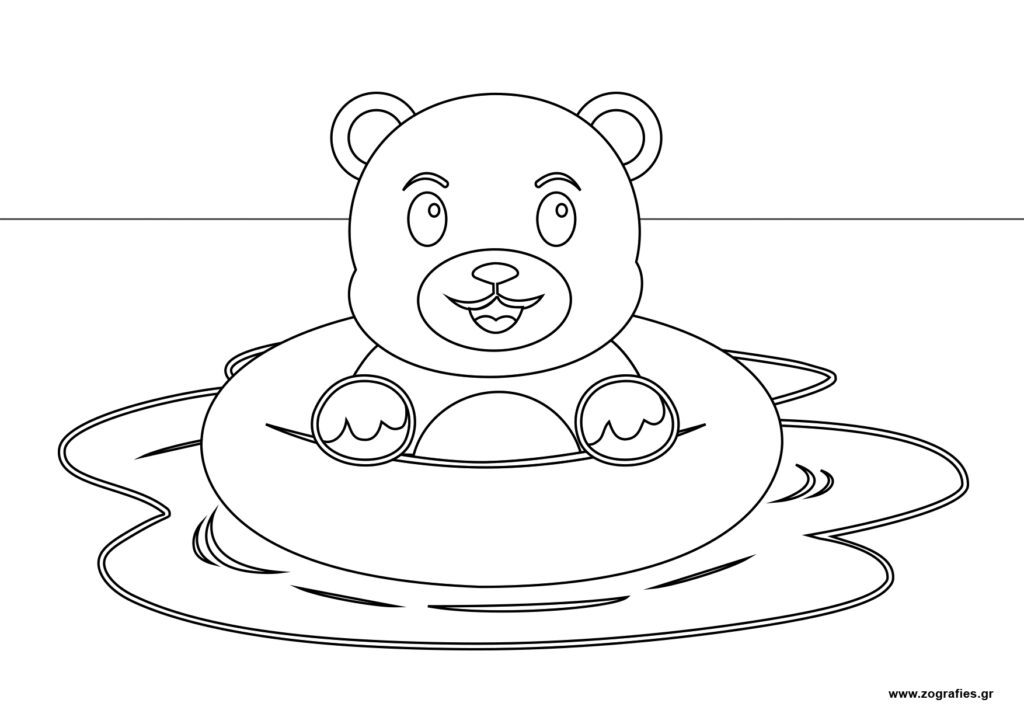 αρκουδάκι κάνει μπάνιο στη θάλασσα