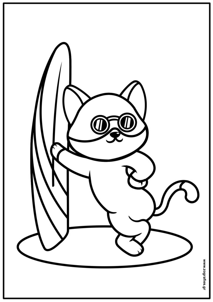 γάτα σερφ ζωγραφιά